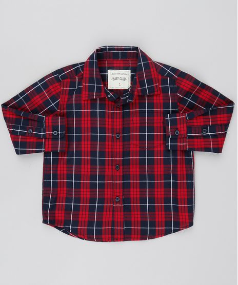 Camisa-Infantil-Estampada-Xadrez-com-Bolso-Manga-Longa-Azul-Marinho-9378800-Azul_Marinho_1