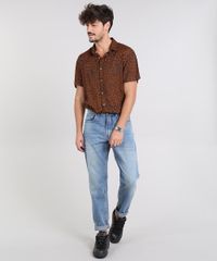 Camisa-Masculina-Estampada-Animal-Print-Manga-Curta-Caramelo-9542848-Caramelo_3