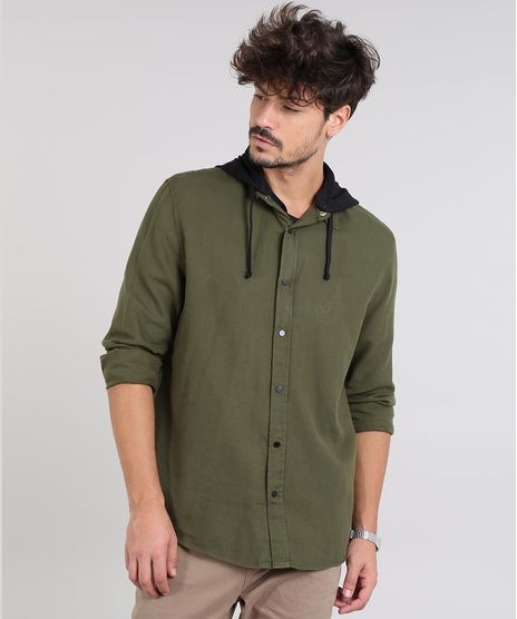 Camisa-Masculina-com-Capuz-Removivel-Manga-Longa-Verde-Militar-9383069-Verde_Militar_1