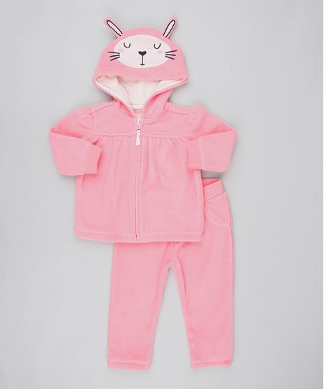 Conjunto-Infantil-Coelho-de-Jaqueta-com-Capuz---Calca-em-Fleece-Rosa-9444008-Rosa_1