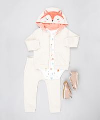 Conjunto-Infantil-Raposa-de-Body-Estampado-Manga-Curta-Off-White---Blusao-com-Capuz---Calca-em-Moletom-Bege-9450976-Bege_3