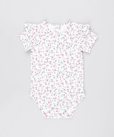 Body-Infantil-Estampado-Floral-com-Babado-Manga-Curta-Decote-Redondo-Branco-9450983-Branco_1