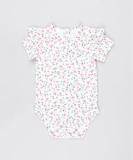 Body-Infantil-Estampado-Floral-com-Babado-Manga-Curta-Decote-Redondo-Branco-9450983-Branco_1
