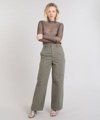Calca-Feminina-Mindset-Pantalona-Cargo-em-Sarja-Verde-Militar-9606532-Verde_Militar_3