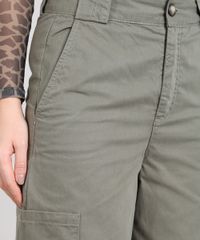 Calca-Feminina-Mindset-Pantalona-Cargo-em-Sarja-Verde-Militar-9606532-Verde_Militar_4