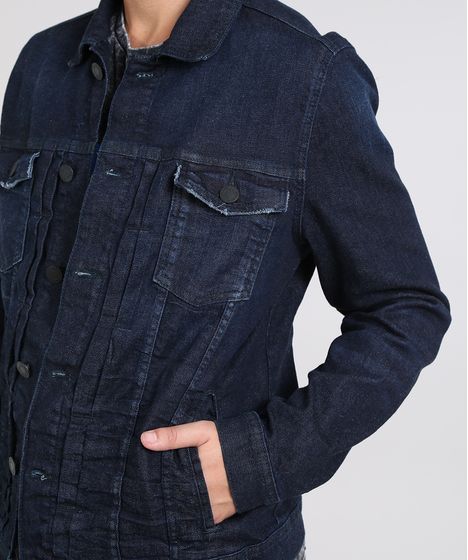 jaqueta jeans masculina azul escuro
