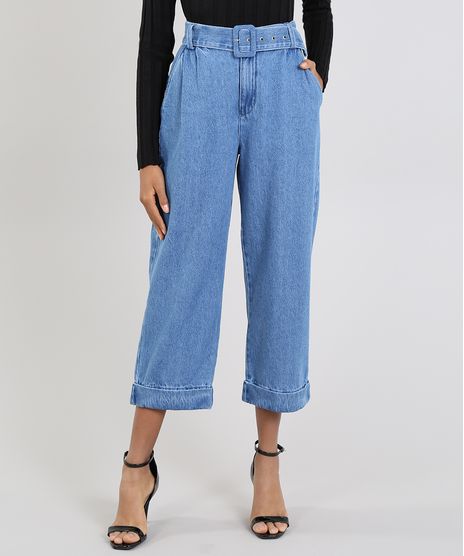 Calca-Jeans-Feminina-Mindset-Reta-Cropped-com-Cinto-Azul-Medio-9618497-Azul_Medio_1