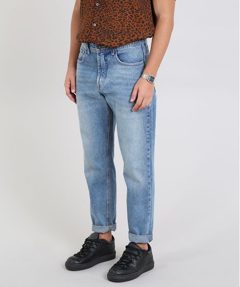 calça jeans estampada masculina