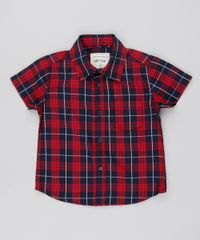 Camisa-Infantil-Estampada-Xadrez-com-Bolso-Manga-Curta-Azul-Marinho-9378804-Azul_Marinho_1