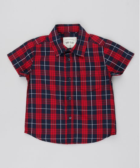 Camisa-Infantil-Estampada-Xadrez-com-Bolso-Manga-Curta-Azul-Marinho-9378804-Azul_Marinho_1