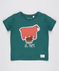 Camiseta-Infantil-Ursinhos--El-Papi--Manga-Curta-Gola-Redonda-Verde-Militar-9530777-Verde_Militar_1