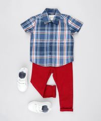 Camisa-Infantil-Estampada-Xadrez-com-Bolso-Manga-Curta-Azul-9378802-Azul_3