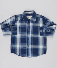Camisa-Infantil-Estampada-Xadrez-com-Bolso-Manga-Longa-Azul-Marinho-9378798-Azul_Marinho_1