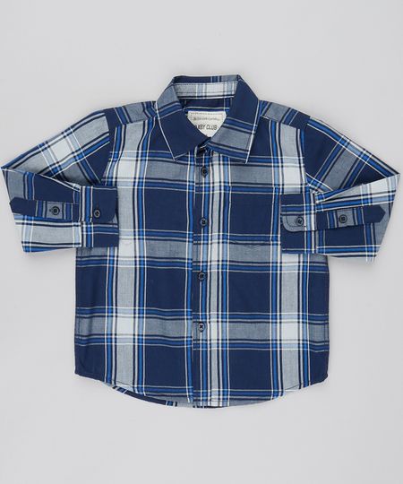 Camisa-Infantil-Estampada-Xadrez-com-Bolso-Manga-Longa-Azul-Marinho-9378798-Azul_Marinho_1