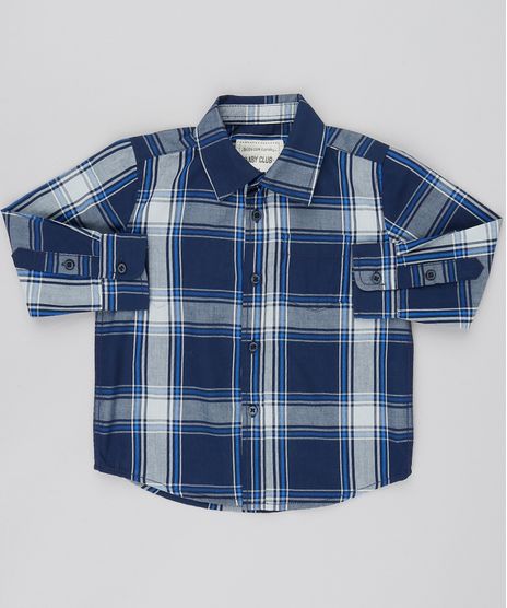 Camisa-Infantil-Estampada-Xadrez-com-Bolso-Manga-Longa-Azul-Marinho-9378798-Azul_Marinho_1