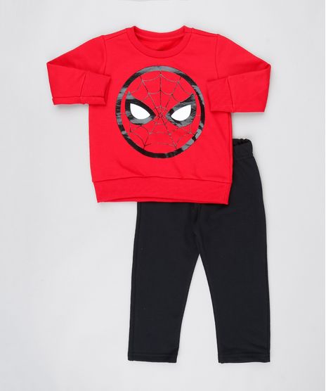 Conjunto-Infantil-Homem-Aranha-de-Blusao-Vermelho---Calca-em-Moletom-Preto-9502406-Preto_1