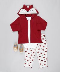 Conjunto-Infantil-Raposa-de-Body-Manga-Longa-Off-White---Blusao-com-Capuz-Vinho---Calca-Estampada-em-Moletom-Bege-Claro-9450996-Bege_Claro_3
