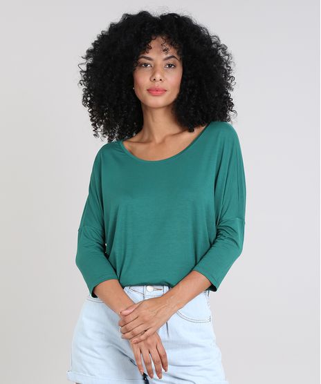 Blusa-Feminina-Ampla-Basica-Manga-Longa-Verde-9509004-Verde_1