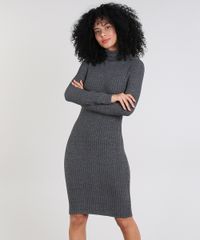 Vestido-Feminino-Curto-em-Trico-Manga-Longa-Gola-Alta-Cinza-Mescla-Escuro-9571023-Cinza_Mescla_Escuro_1