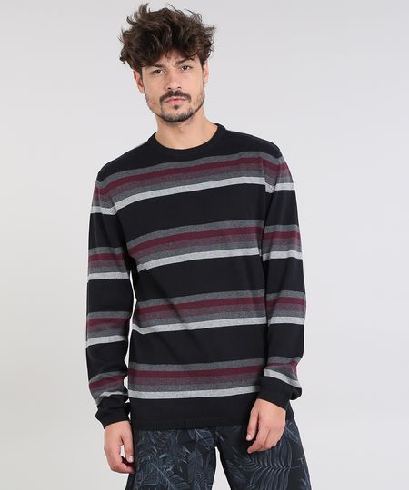 Sueter-Masculino-Listrado-em-Trico-Gola-Careca-Preto-9323657-Preto_1 Sueter-Masculino-Listrado-em-Trico-Gola-Careca-Preto-9323657-Preto_1