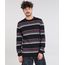 Sueter-Masculino-Listrado-em-Trico-Gola-Careca-Preto-9323657-Preto_1