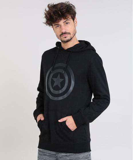 Blusao-Masculino-Capitao-America-com-Capuz-e-Bolso-em-Moletom-Preto-9340183-Preto_1