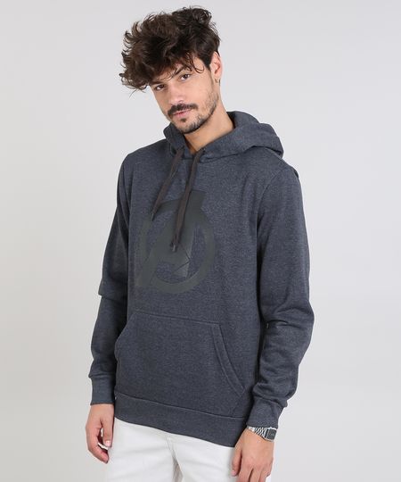 Blusao-Masculino-Os-Vingadores-com-Capuz-e-Bolso-em-Moletom-Cinza-Mescla-Escuro-9583219-Cinza_Mescla_Escuro_1