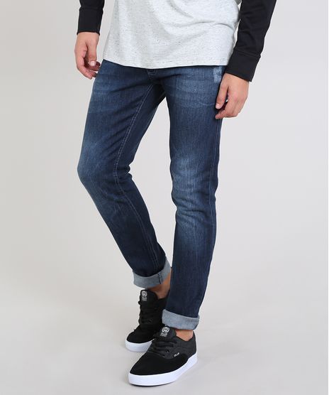 Calca-Jeans-Masculina-Slim-com-Puidos-Azul-Escuro-9532882-Azul_Escuro_1