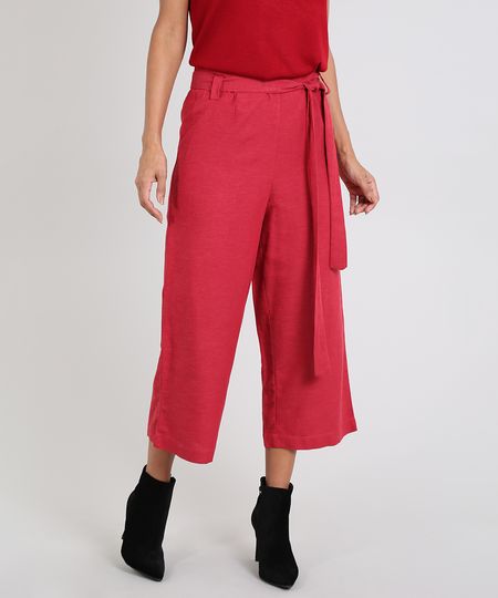 Calca-Feminina-Pantacourt-com-Faixa-Vermelho-9437590-Vermelho_1