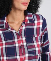 Camisa-Feminina-Estampada-Xadrez-com-No-Manga-Longa-Azul-Marinho-9522979-Azul_Marinho_4