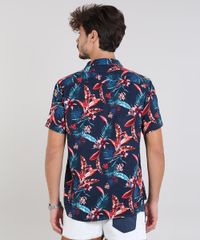 Camisa-Masculina-Estampada-Floral-com-Bolso-Manga-Curta-Azul-Marinho-9525307-Azul_Marinho_2