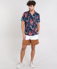 Camisa-Masculina-Estampada-Floral-com-Bolso-Manga-Curta-Azul-Marinho-9525307-Azul_Marinho_3