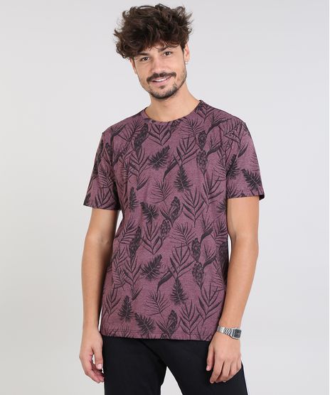 Camiseta-Masculina-Estampada-Folhagem-Manga-Curta-Gola-Careca-Vinho-9572798-Vinho_1
