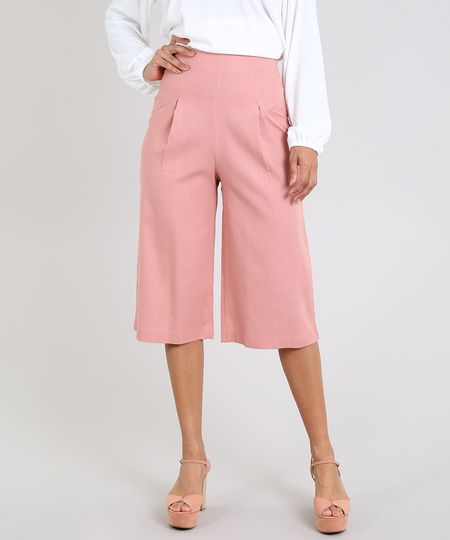 Calca-Feminina-Pantacourt-em-Linho-Rose-9588436-Rose_1 Calca-Feminina-Pantacourt-em-Linho-Rose-9588436-Rose_1