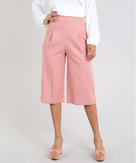 Calca-Feminina-Pantacourt-em-Linho-Rose-9588436-Rose_1