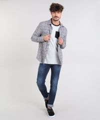 Camisa-Masculina-Estampada-Xadrez-com-Bolsos-em-Flanela-Manga-Longa-Cinza-Mescla-9365240-Cinza_Mescla_3
