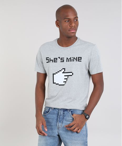 Camiseta-Masculina--She-s-Mine--Manga-Curta-Gola-Careca-Cinza-Mescla-9607960-Cinza_Mescla_1
