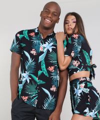 Short-Feminino-Estampado-de-Folhagens-com-Sobreposicao-Preto-9567360-Preto_4