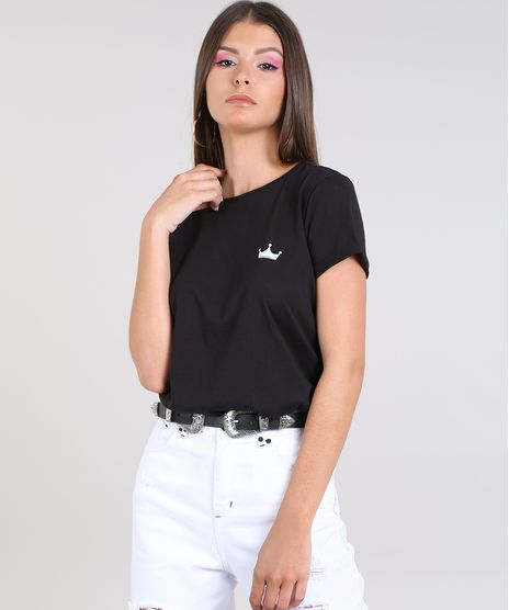 Blusa-Feminina--Queen--Manga-Curta-Decote-Redondo-Preta-9609585-Preto_1