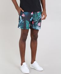 Short-Masculino-Estampado-de-Folhagens-com-Bolsos-Preto-9562905-Preto_1
