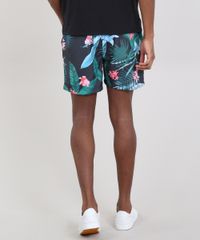 Short-Masculino-Estampado-de-Folhagens-com-Bolsos-Preto-9562905-Preto_5