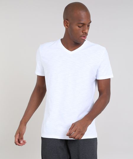 Camiseta-Masculina-Basica-Flame-Manga-Curta-Gola-V-Branca-7647200-Branco_1 Camiseta-Masculina-Basica-Flame-Manga-Curta-Gola-V-Branca-7647200-Branco_1