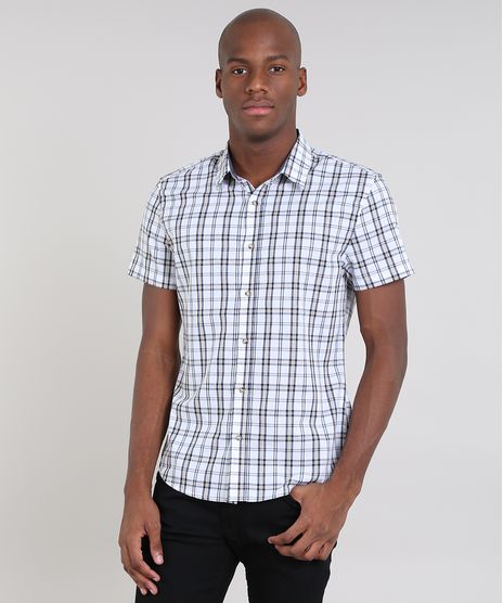Camisa-Masculina-Slim-Estampada-Xadrez-Manga-Curta-Off-White-9436427-Off_White_1