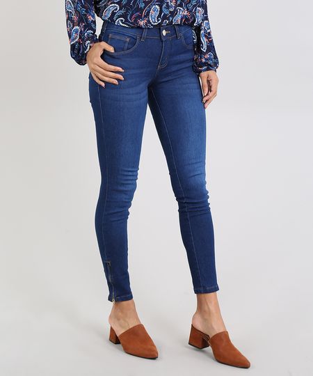 calça jeans feminina com ziper na barra
