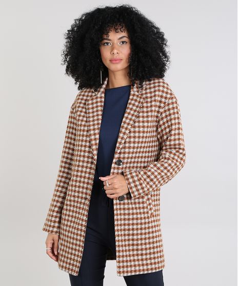 Casaco-Feminino-Longo-Estampado-Xadrez-Caramelo-9428424-Caramelo_1