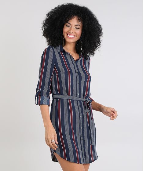 vestido listrado de manga longa