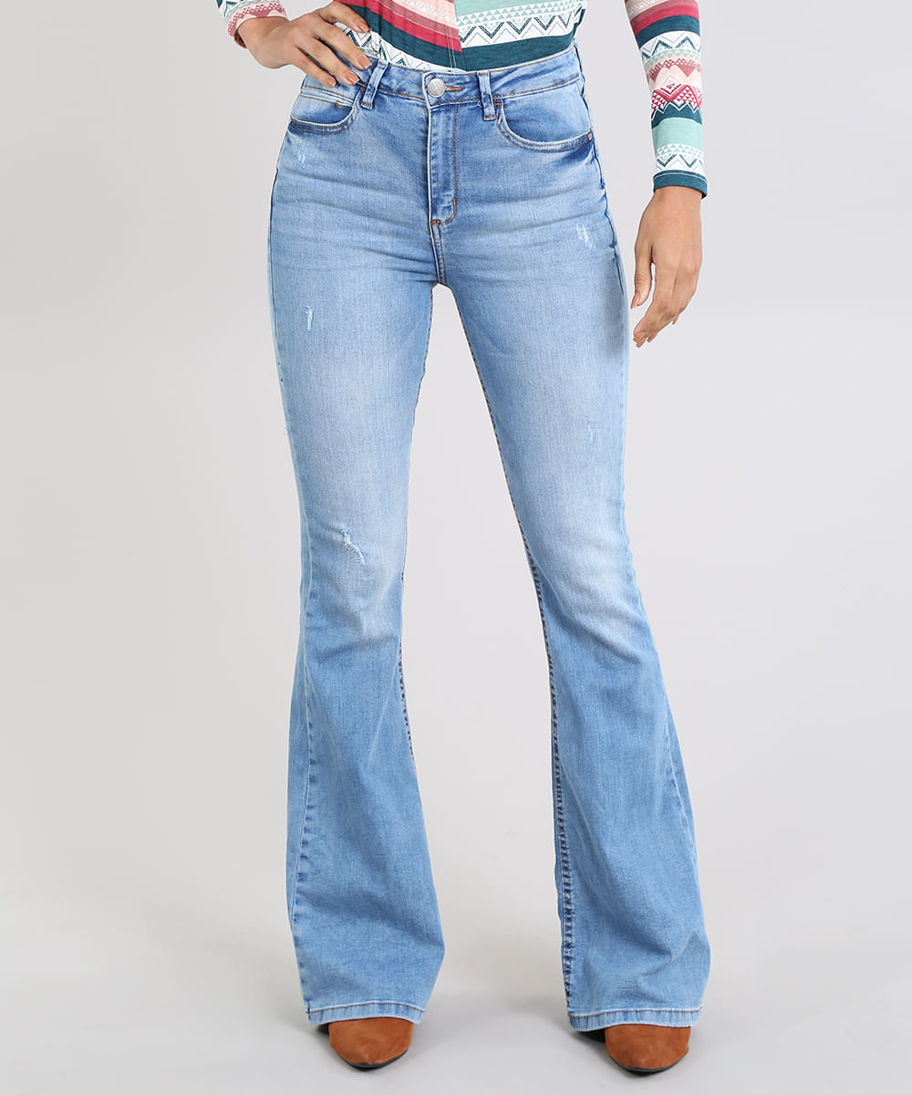 calça jeans azul clara feminina