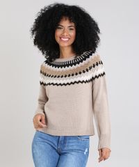 Sueter-Feminino-com-Estampa-Geometrica-em-Trico-Kaki-9426816-Kaki_1