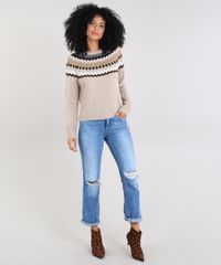 Sueter-Feminino-com-Estampa-Geometrica-em-Trico-Kaki-9426816-Kaki_3