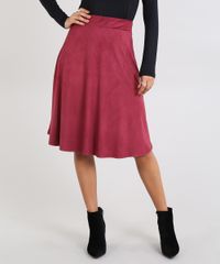 Saia-Feminina-Evase-em-Suede-Vinho-9578480-Vinho_1